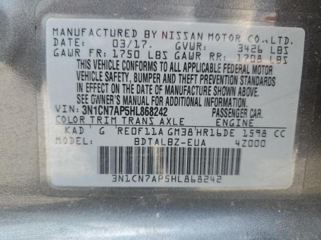 2017 NISSAN VERSA S - 3N1CN7AP5HL868242