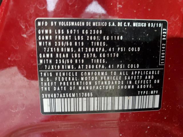 2019 VOLKSWAGEN TIGUAN SEL 3VV4B7AX5KM117865