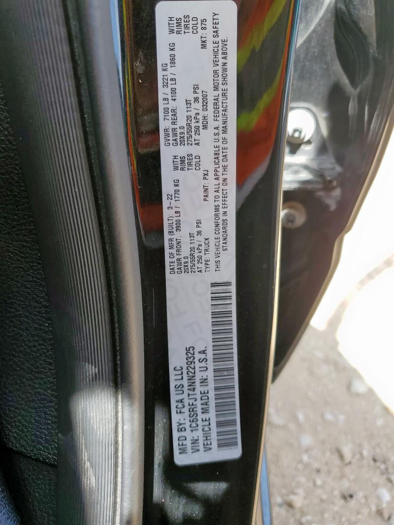 2022 RAM 1500 LARAM 1C6SRFJT4NN229325