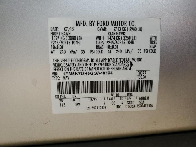 2016 FORD EXPLORER X - 1FM5K7DH5GGA48194
