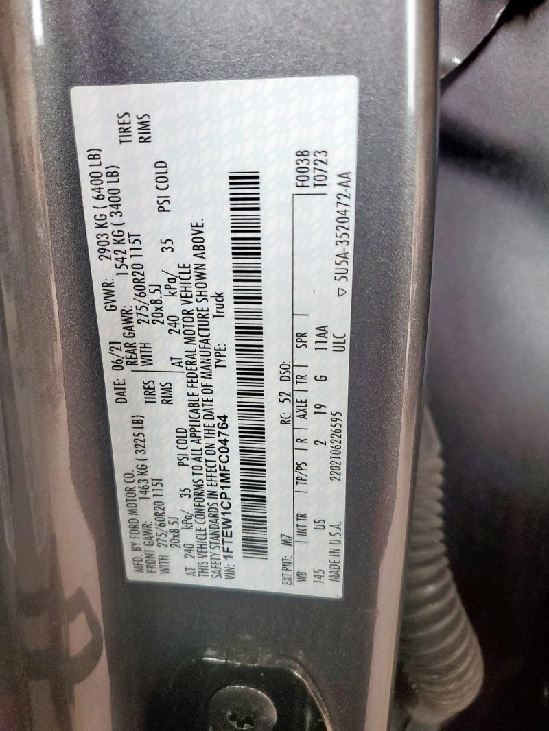 2021 FORD F150 SUPER - 1FTEW1CP1MFC04764