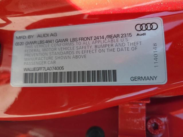 2020 AUDI A3 S-LINE WAUJEGFF7LA074005