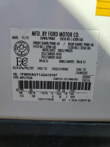 2018 FORD EXPLORER S 1FM5K8GT1JGA10197