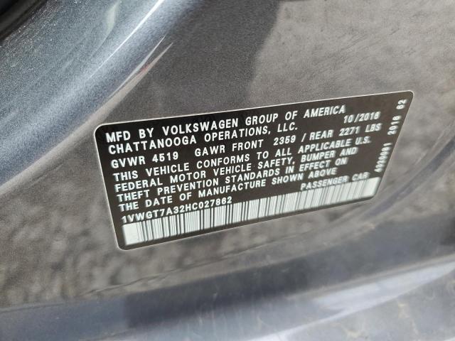 2017 VOLKSWAGEN PASSAT SE - 1VWGT7A32HC027862