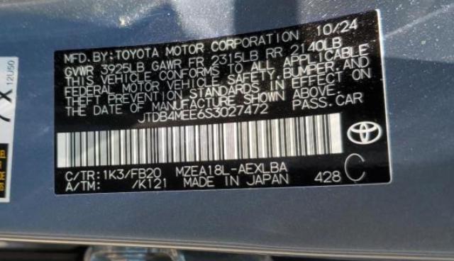 2025 TOYOTA COROLLA LE - JTDB4MEE6S3027472