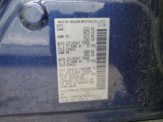 2017 NISSAN ROGUE SV 5N1AT2MV4HC760838