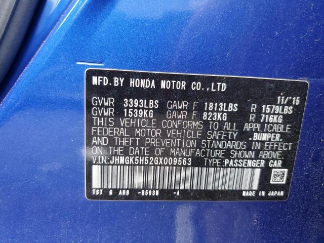2016 HONDA FIT LX JHMGK5H52GX009563