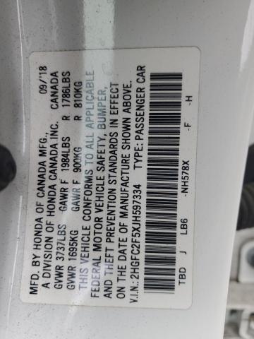2018 HONDA CIVIC LX 2HGFC2F5XJH597334