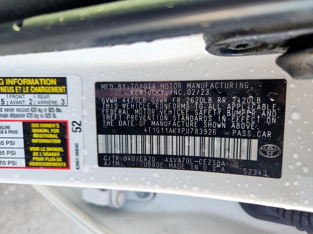 2023 TOYOTA CAMRY SE N 4T1G11AKXPU783926
