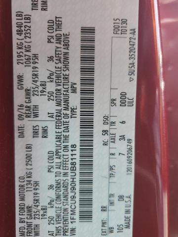 2017 FORD ESCAPE TIT - 1FMCU9J90HUB81118