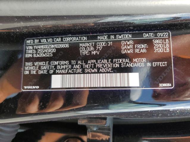 2022 VOLVO XC60 T8 RE YV4H60DZ9N1026606