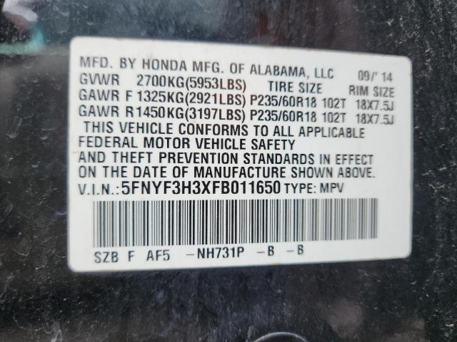 2015 HONDA PILOT SE 5FNYF3H3XFB011650