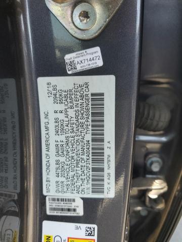 2019 HONDA ACCORD SPO - 1HGCV2F37KA004394