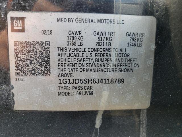 2018 CHEVROLET SONIC LT 1G1JD5SH6J4118789