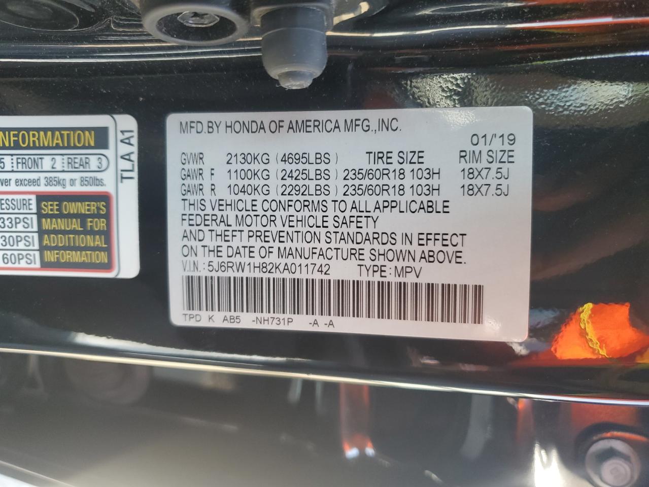 Honda Cr-v exl 2019