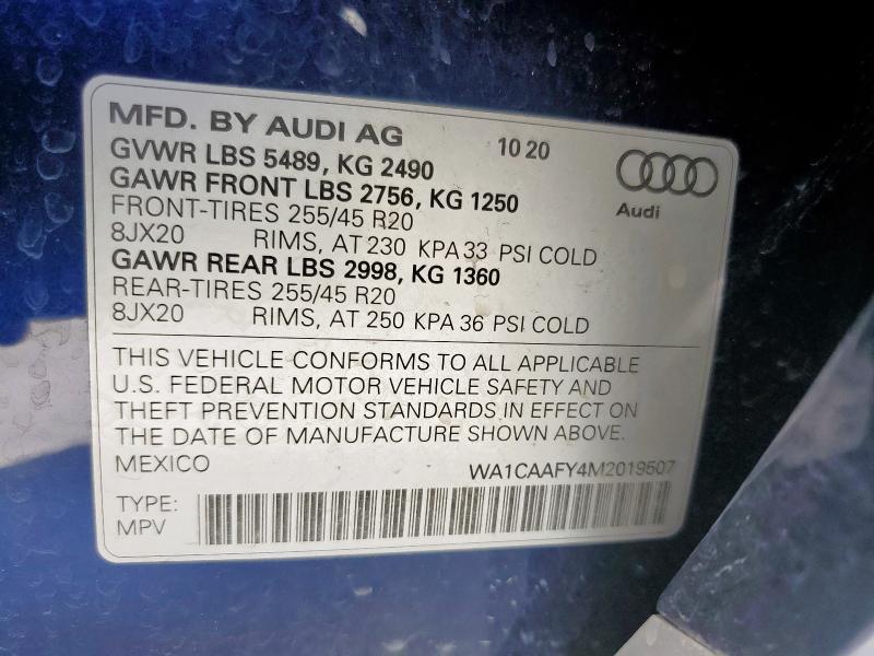 2021 AUDI Q5 PRESTIG WA1CAAFY4M2019507