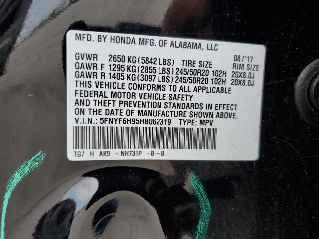2017 HONDA PILOT TOUR 5FNYF6H95HB062319