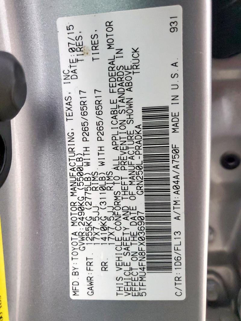 2015 TOYOTA TACOMA DOU - 5TFMU4FN8FX036907