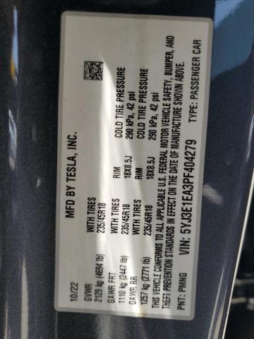 2023 TESLA MODEL 3 5YJ3E1EA3PF404279