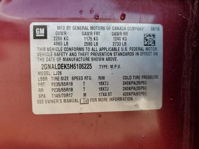 2017 CHEVROLET EQUINOX PR - 2GNALDEK5H6106225