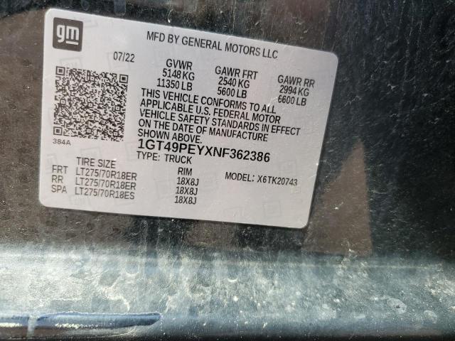 2022 GMC SIERRA K25 1GT49PEYXNF362386