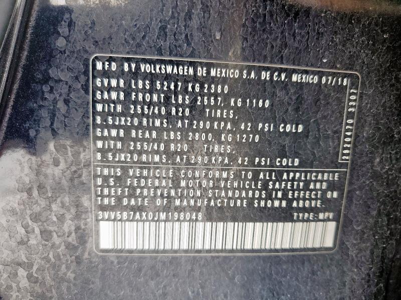 2018 VOLKSWAGEN TIGUAN SEL 3VV5B7AX0JM198048