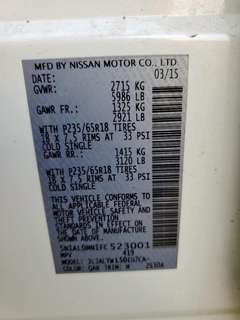 2015 INFINITI QX60 - 5N1AL0MN1FC523001