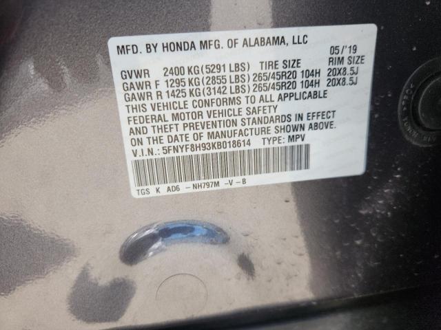 2019 HONDA PASSPORT T - 5FNYF8H93KB018614