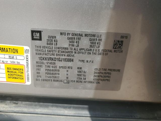 2016 GMC ACADIA SLT 1GKKVRKD1GJ183884
