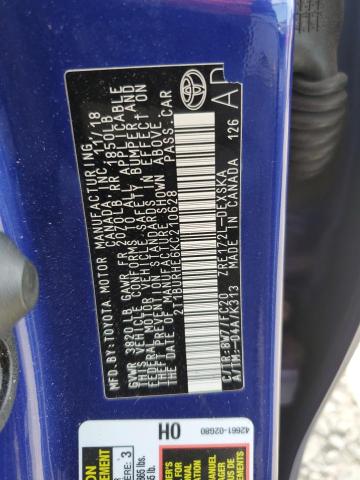 2019 TOYOTA COROLLA L 2T1BURHE6KC210628