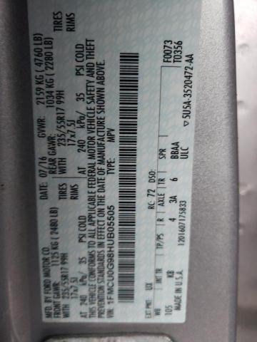 2017 FORD ESCAPE SE - 1FMCU0G98HUB05505