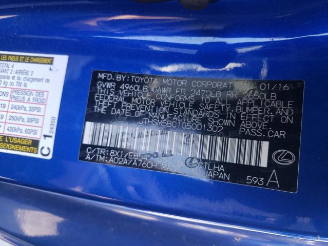 2016 LEXUS RC 300 JTHSM5BC1G5001302