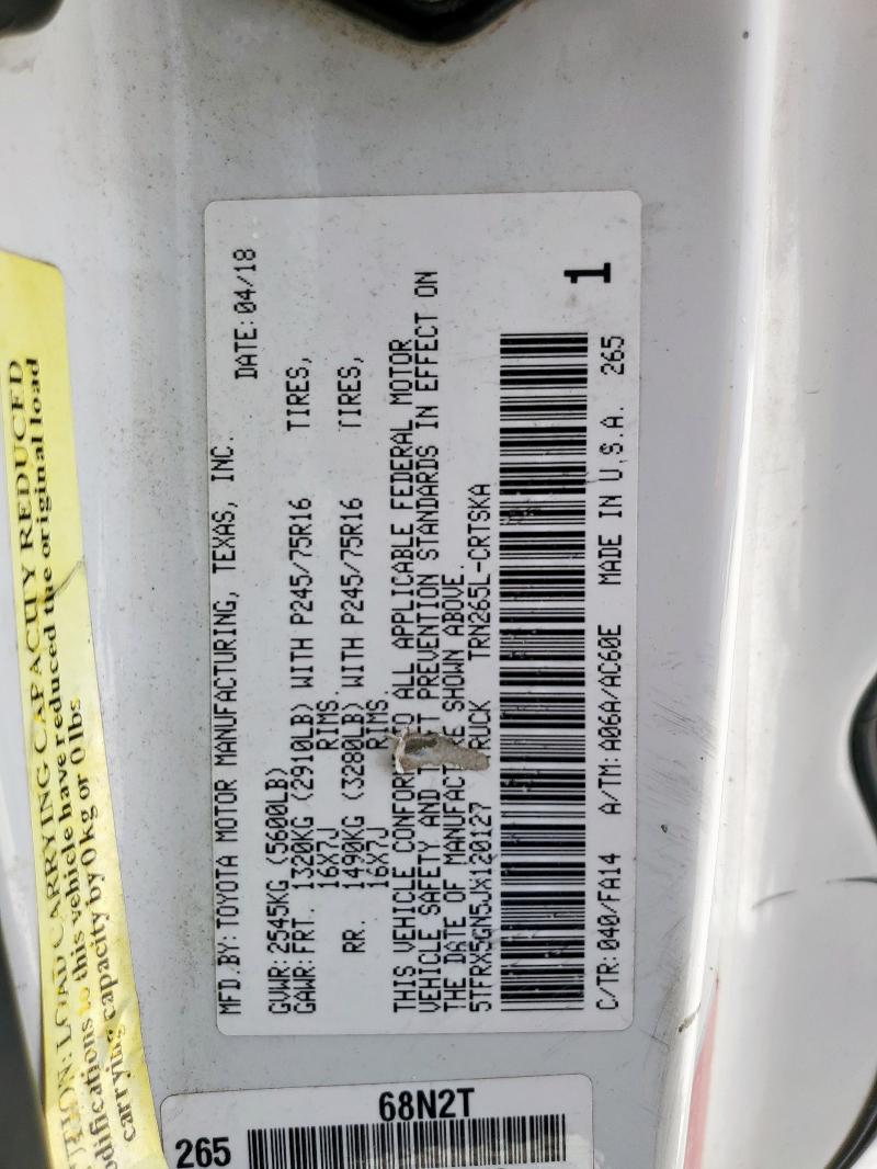 2018 TOYOTA TACOMA ACC - 5TFRX5GN5JX120127