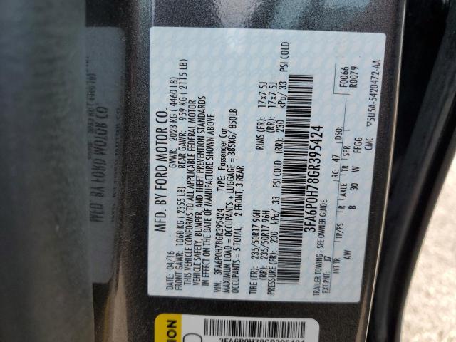 2016 FORD FUSION SE - 3FA6P0H78GR395424