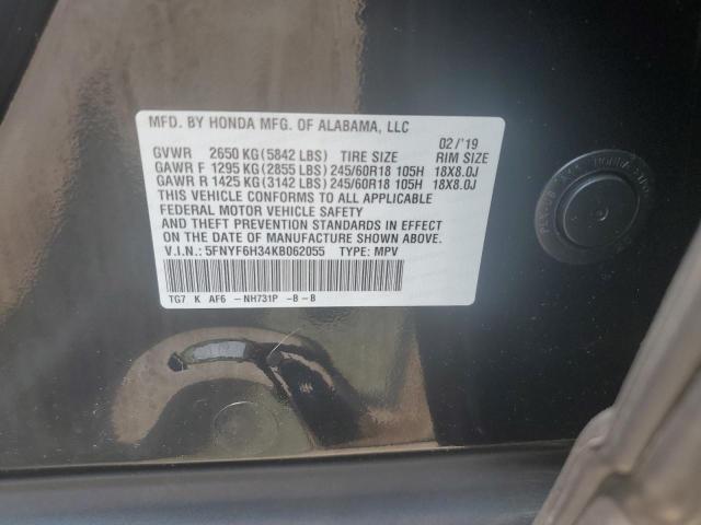 2019 HONDA PILOT EX 5FNYF6H34KB062055