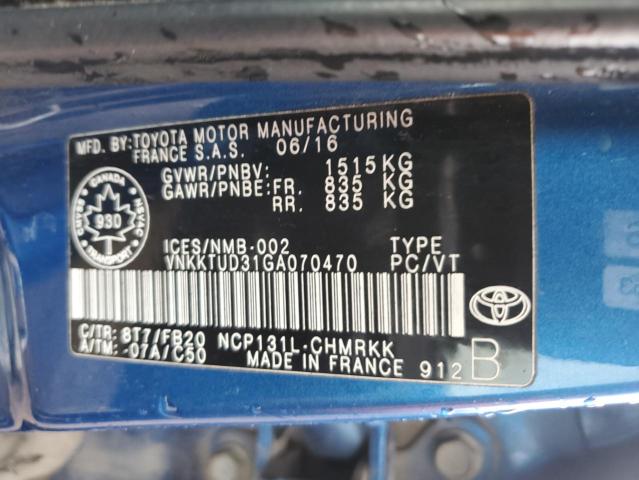 vnkktud31ga070470 - 2016 Toyota yaris l - #62421295
