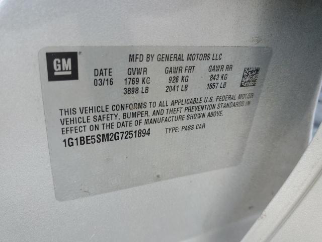 2016 CHEVROLET CRUZE LT 1G1BE5SM2G7251894