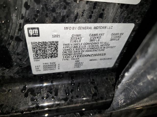 2022 CHEVROLET 1500 1GCUYEED0NZ160515
