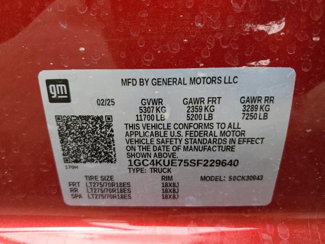 2025 CHEVROLET SILVERADO - 1GC4KUE75SF229640