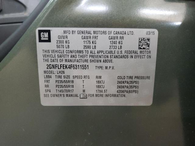 2015 CHEVROLET EQUINOX LT - 2GNFLFEK4F6311551