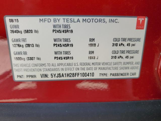 2015 TESLA MODEL S 85 5YJSA1H28FF100410