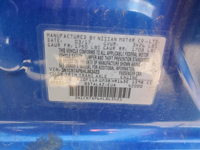 2017 NISSAN VERSA S - 3N1CN7AP6HL863423