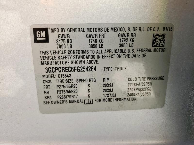 2015 CHEVROLET SILVERADO - 3GCPCREC6FG254264