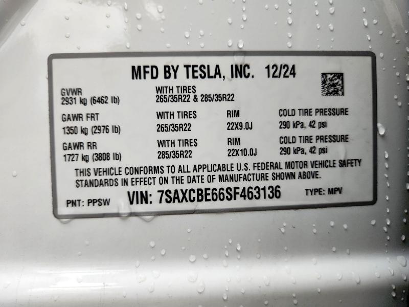 2025 TESLA MODEL X 7SAXCBE66SF463136