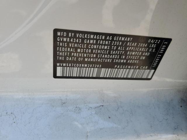 2022 VOLKSWAGEN GTI AUTOBA WVW587CDXNW207263