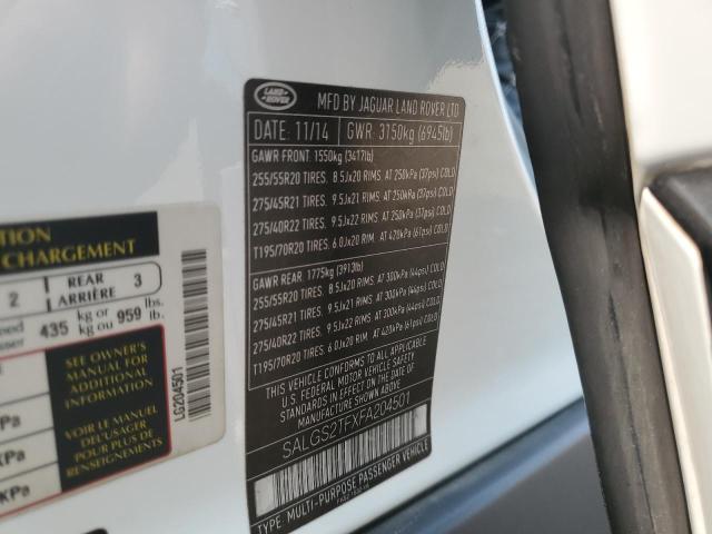 2015 LAND ROVER RANGE ROVE - SALGS2TFXFA204501