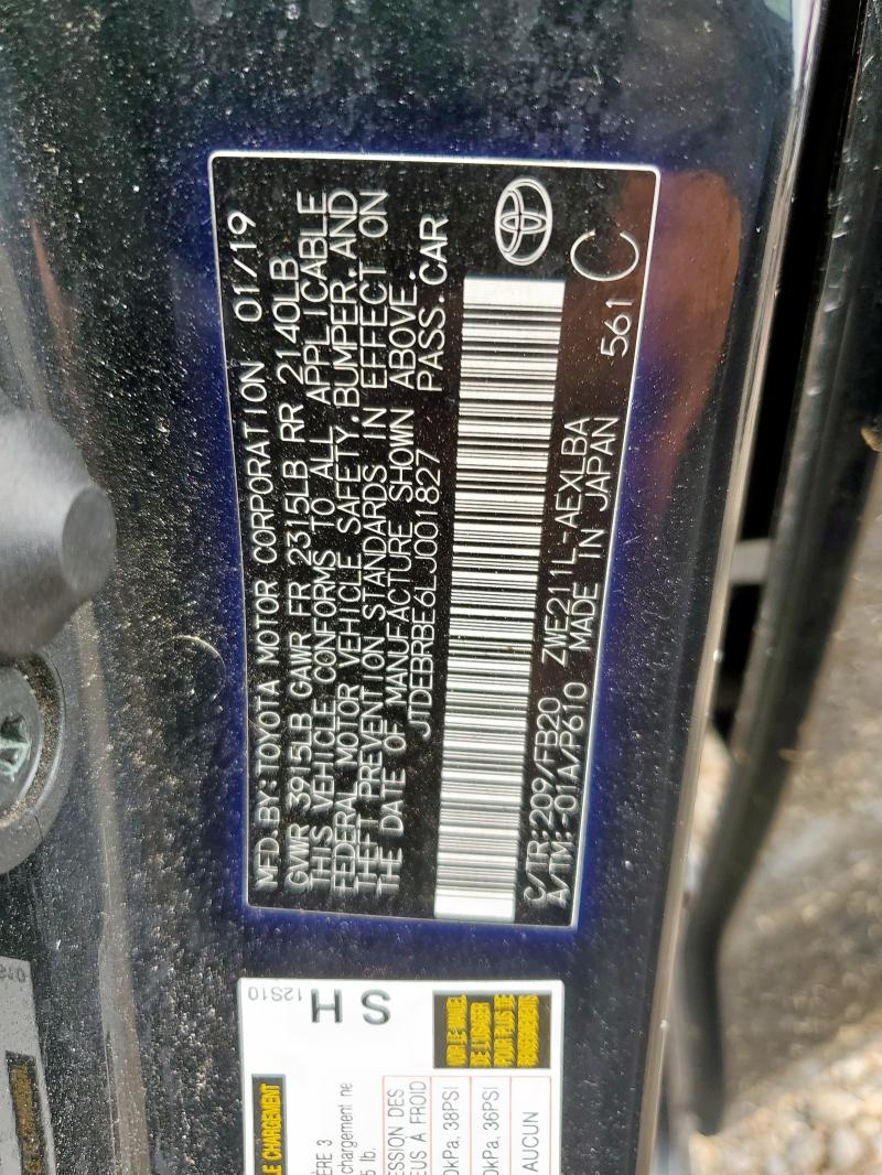 2020 TOYOTA COROLLA LE - JTDEBRBE6LJ001827