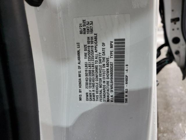 2022 HONDA ODYSSEY EL 5FNRL6H94NB008387