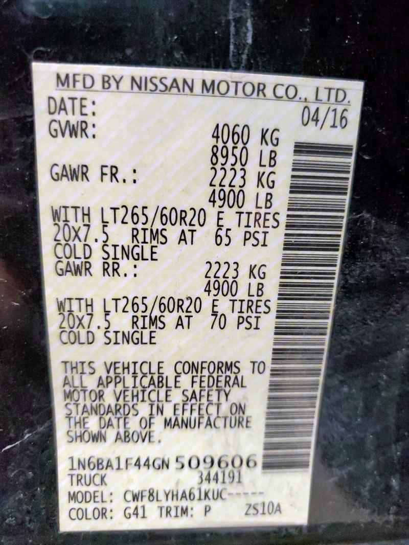 2016 NISSAN TITAN XD S 1N6BA1F44GN509606