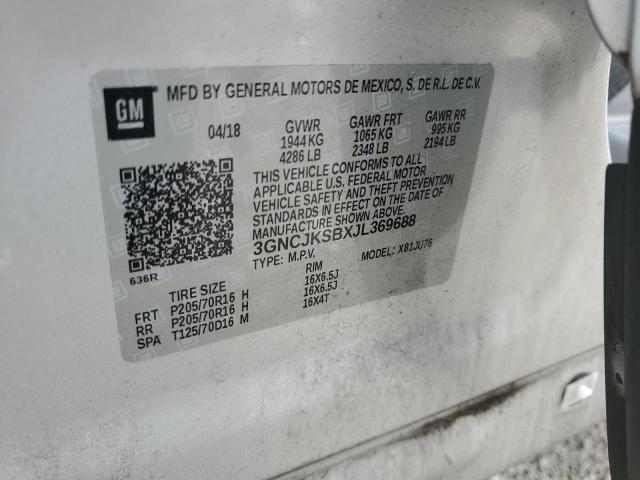 2018 CHEVROLET TRAX LS 3GNCJKSBXJL369688